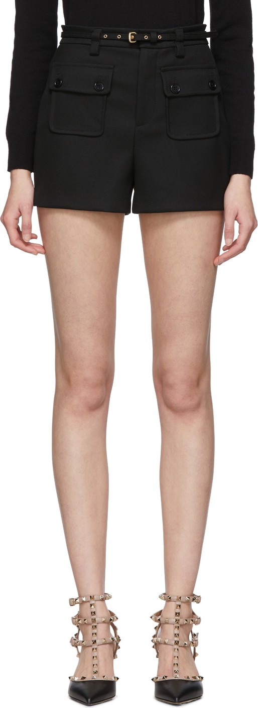RED Valentino Black Tricotine Shorts