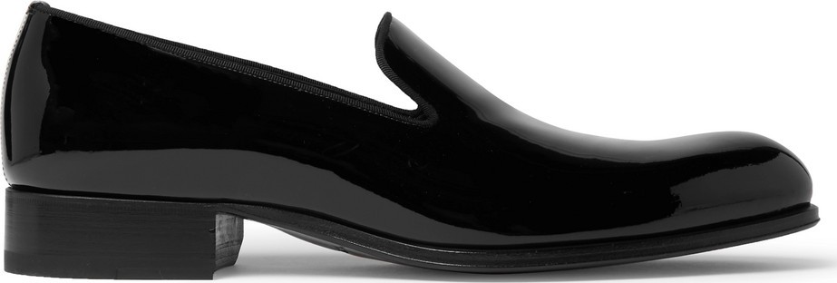 TOM FORD Edgar Grosgrain-Trimmed Patent-Leather Loafers
