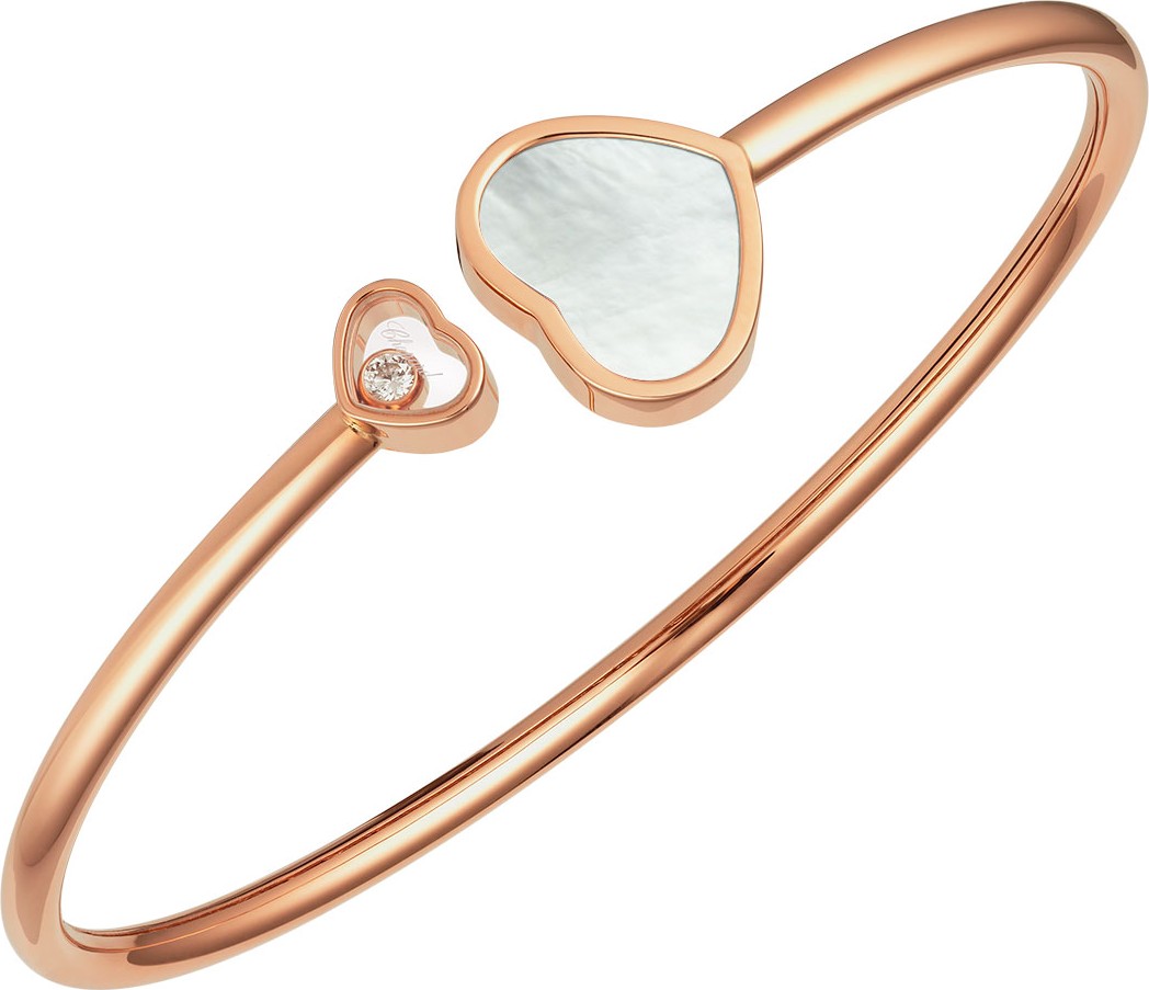 Chopard Happy Hearts 18k Rose Gold Mother-of-Pearl & Diamond Bangle Bracelet