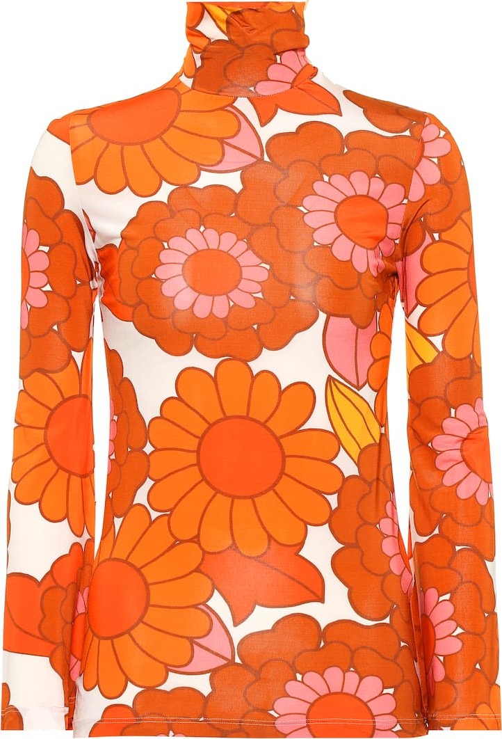 DODO BAR OR Floral jersey turtleneck top