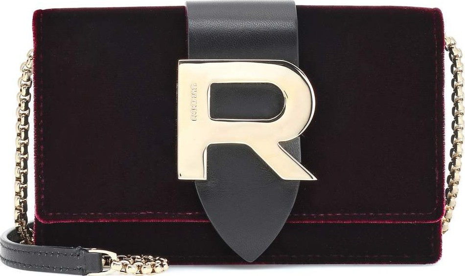 ROCHAS Velvet and leather shoulder bag