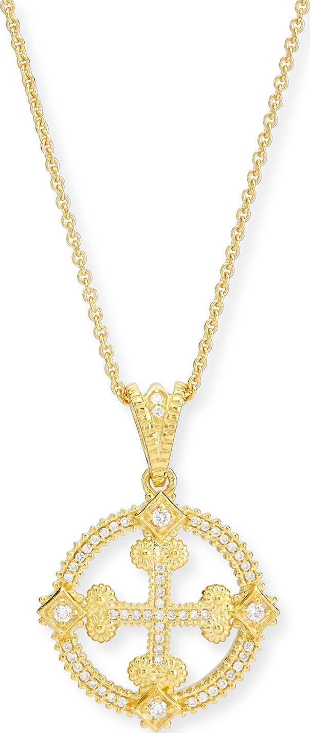 Eli Jewels Aegean Diamond Round Cross Pendant Necklace