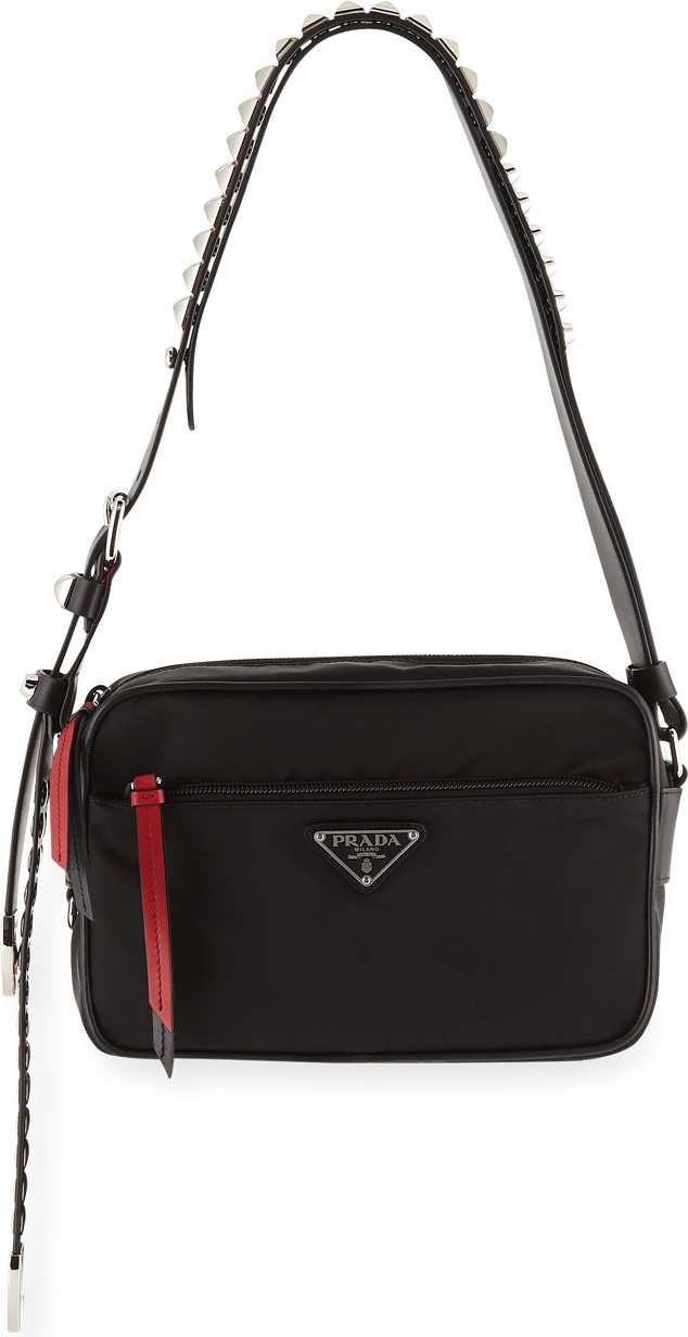 Prada Prada Nylon Shoulder Bag with Studding