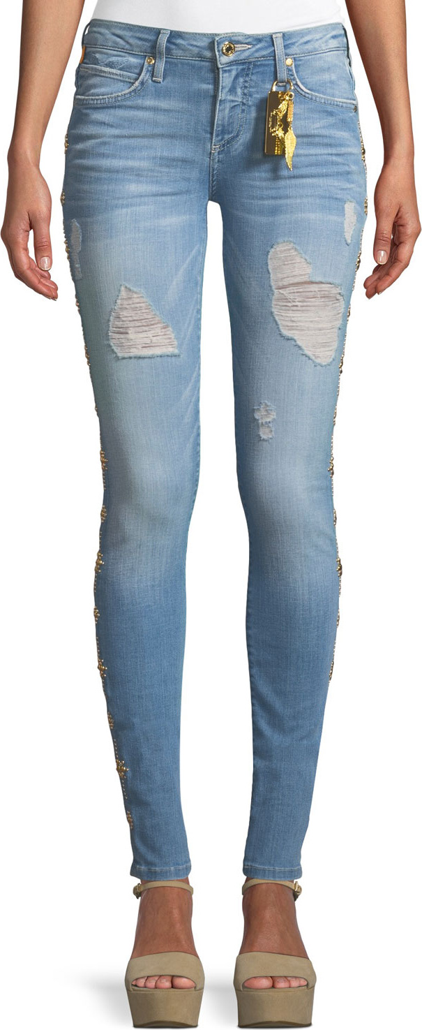 Robin's Jeans Marilyn Distressed Skinny Jeans with Beaded Embellishments