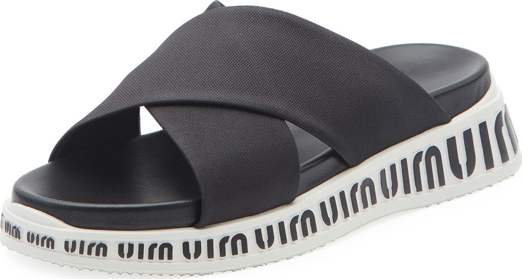 Miu Miu Nylon Logo Slide Sandals