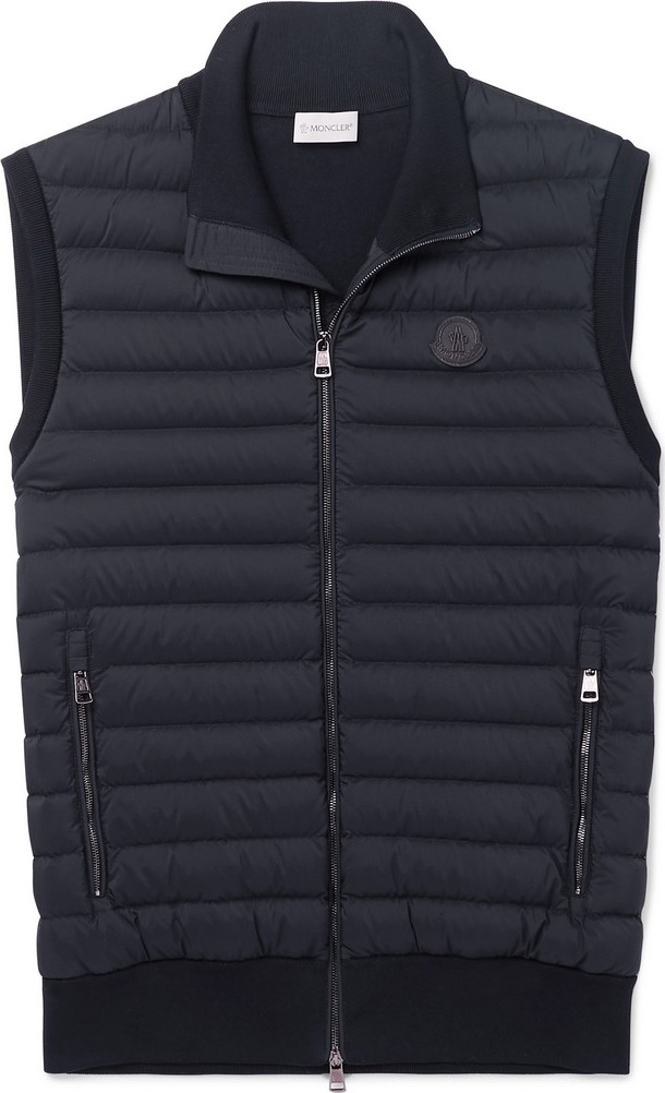 Moncler Panelled Cotton-Blend Jersey and Quilted Shell Down Gilet