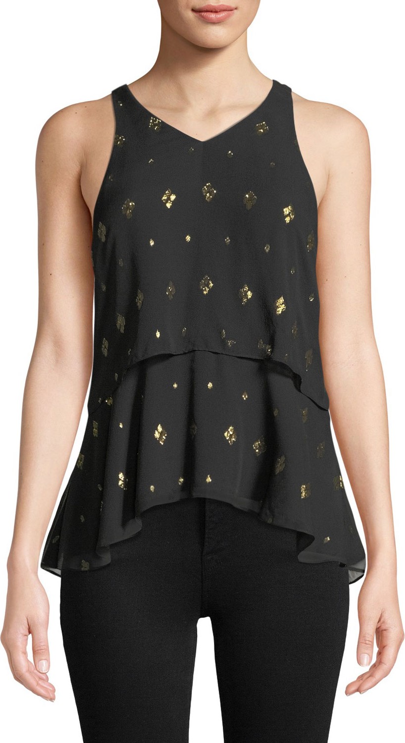 A.L.C. Duran Tiered Sleeveless Metallic Top
