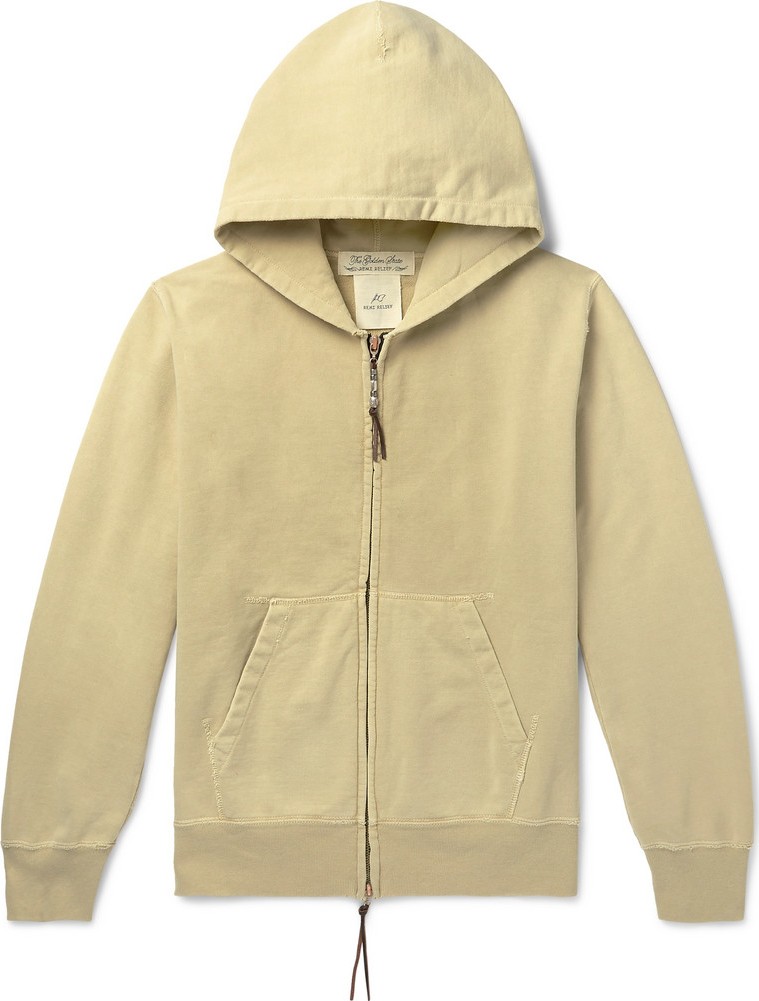 Remi Relief Distressed Loopback Cotton-Jersey Zip-Up Hoodie