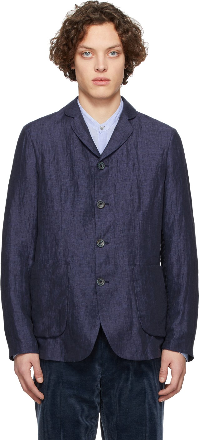 Giorgio Armani Navy Shantung Blazer