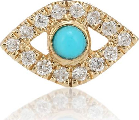 Sydney Evan Small Evil Eye 14kt yellow gold, turquoise and diamond single earring