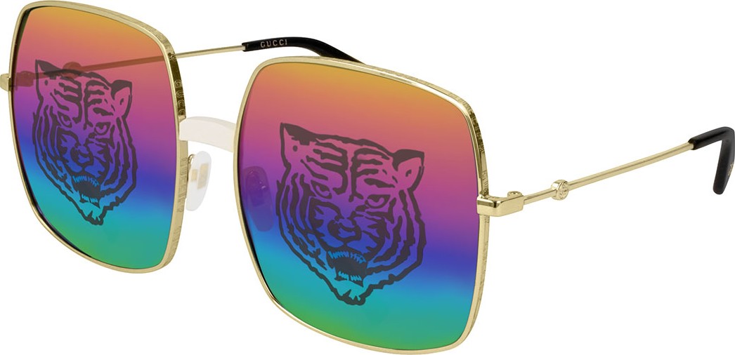 Gucci Angry Cat Rainbow Square Sunglasses