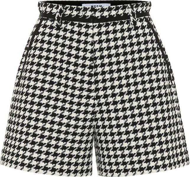 MSGM Houndstooth cotton-blend shorts