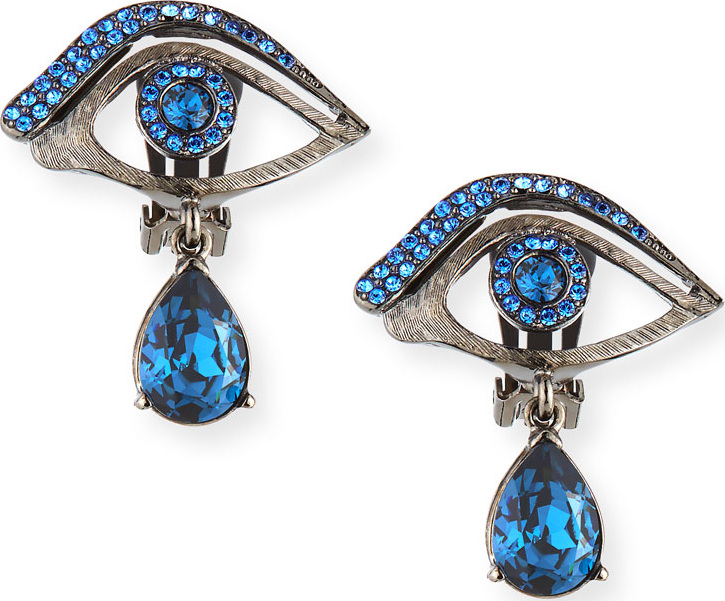 Oscar De La Renta Pave Crystal Eye Earrings