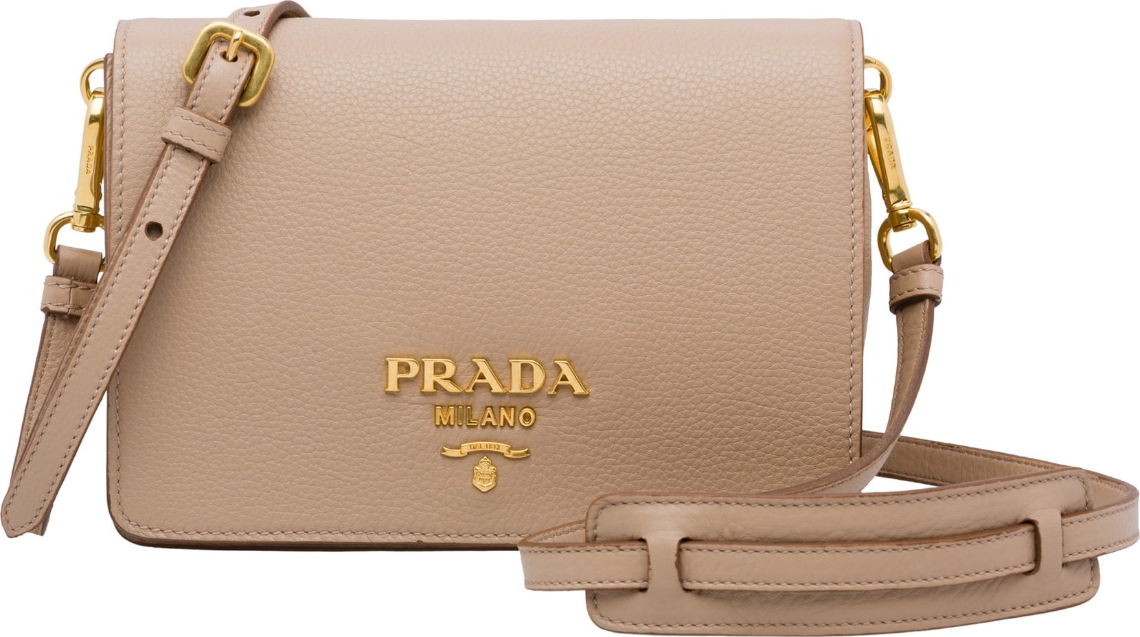 Prada Vitello Daino Double Compartment Leather Shoulder Bag