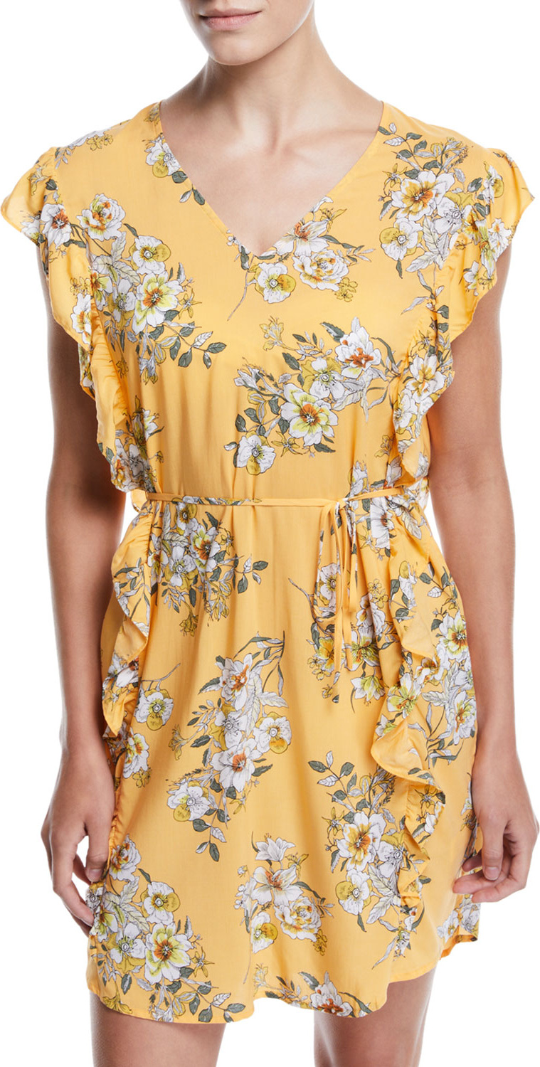 Seafolly Midsummer Floral Ruffle Coverup Tunic Dress