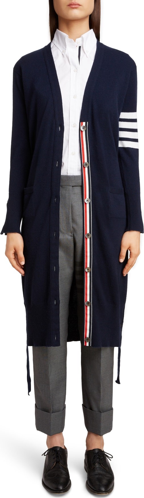Thom Browne 4-Bar Cashmere Long Cardigan