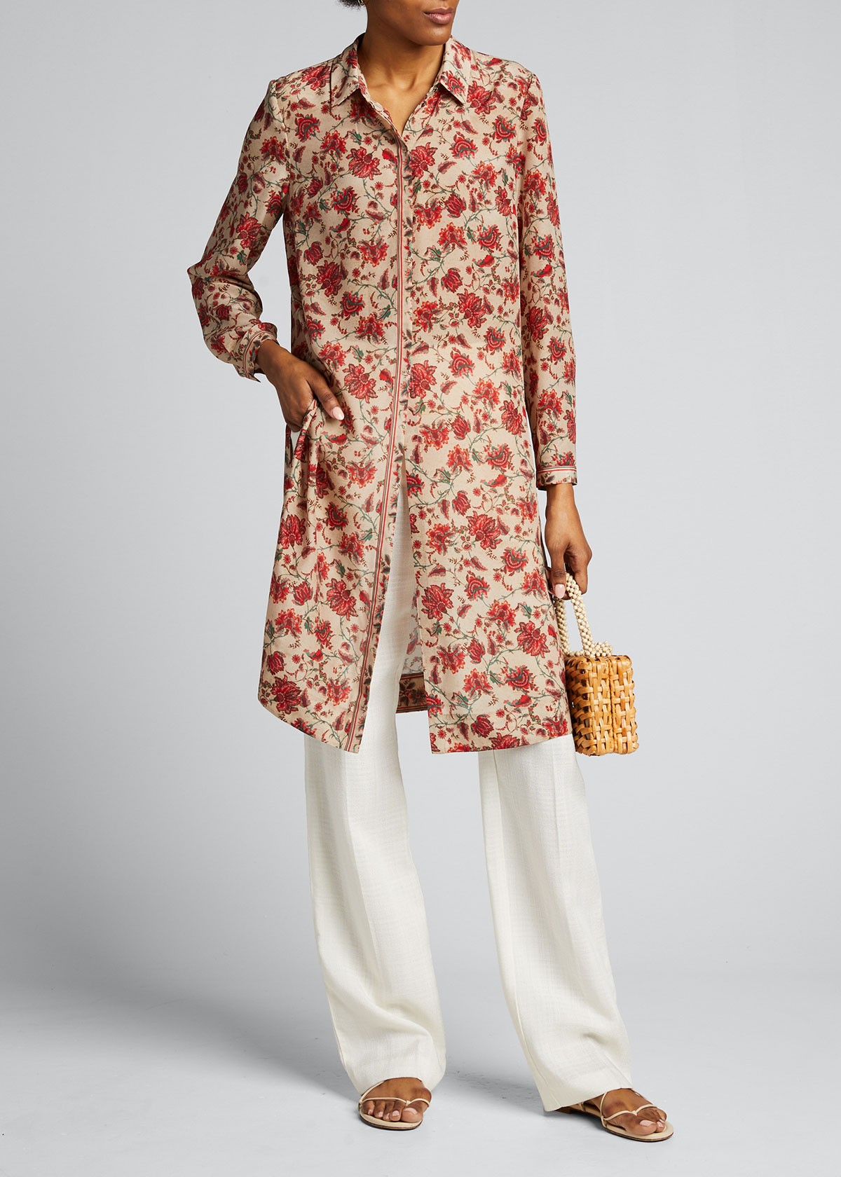 KOBI HALPERIN Coralie Floral-Print Long Silk Blouse