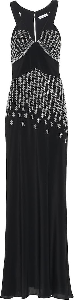 Paco Rabanne Embellished silk-blend gown