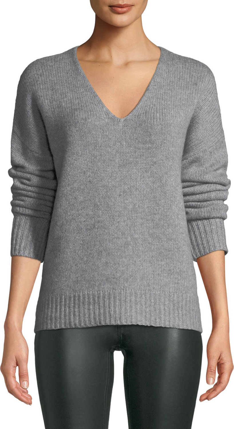 Theory Relaxed V-Neck Cashmere Pullover Sweater