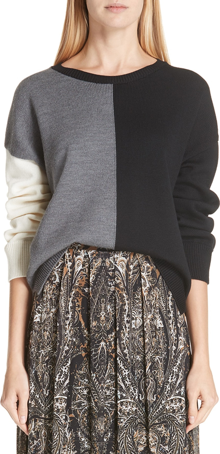 Fuzzi Colorblock Wool Sweater