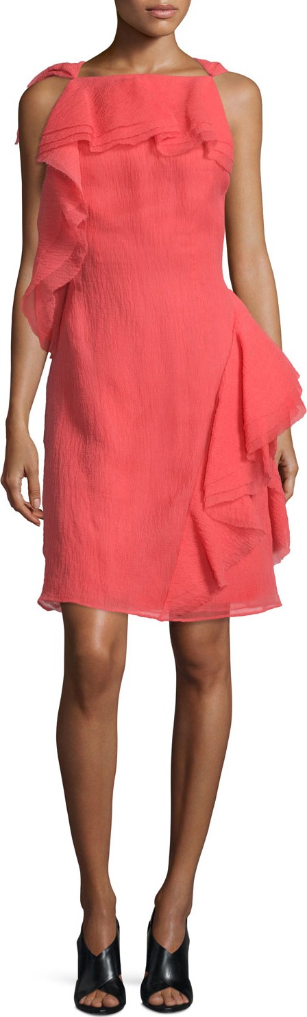 Jason Wu Sleeveless Ruffled Organza Dress  Berry