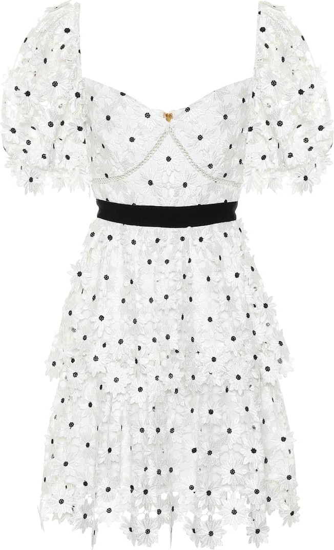 Self Portrait Daisy guipure-lace minidress