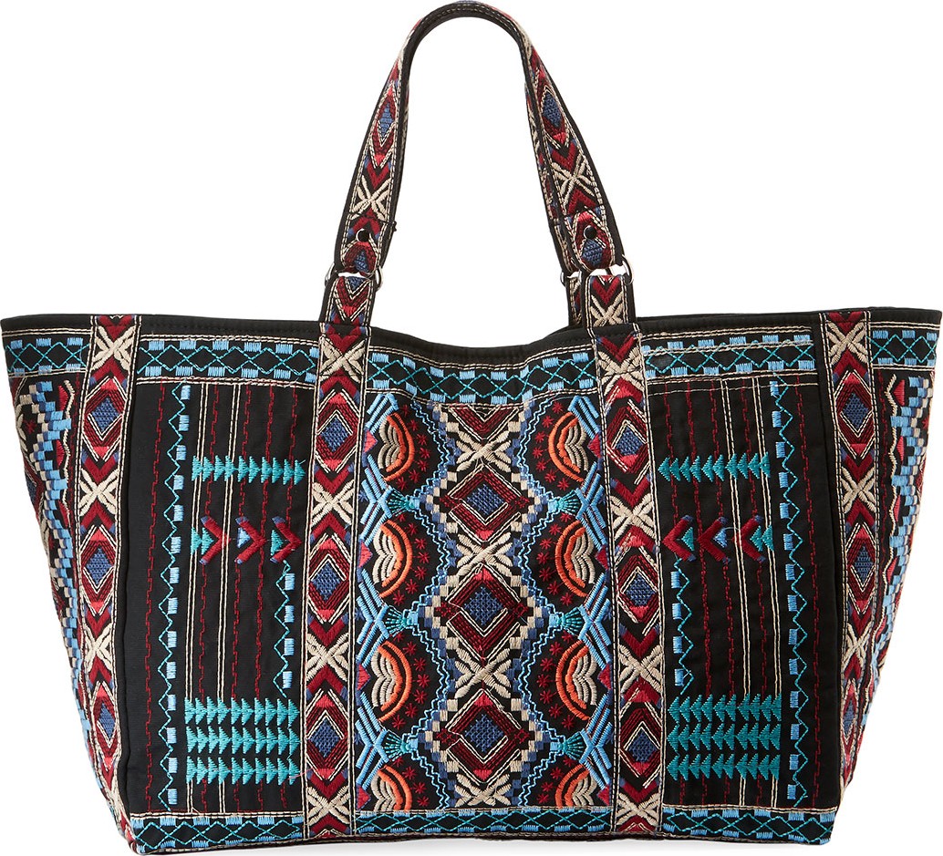Johnny Was Sonoma Cotton Canvas Embroidered Tote Bag