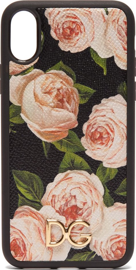 Dolce & Gabbana Rose-print dauphine-leather iPhone® X case