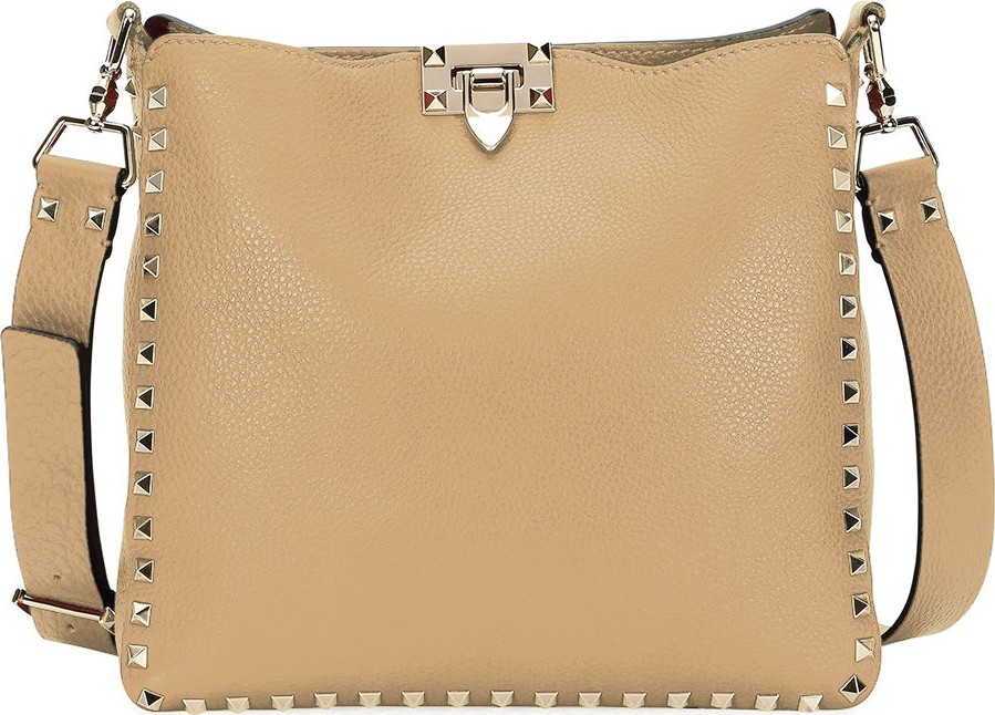 Valentino Rockstud Small Leather Hobo Bag