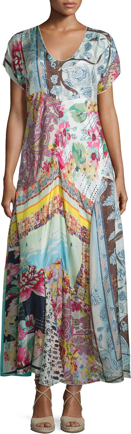 Johnny Was Printed Georgette Maxi Dress
