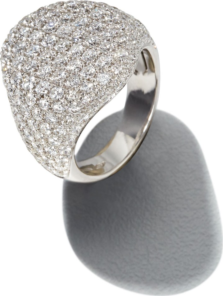 ZYDO 18k White Gold Diamond Dome Ring, Size 4