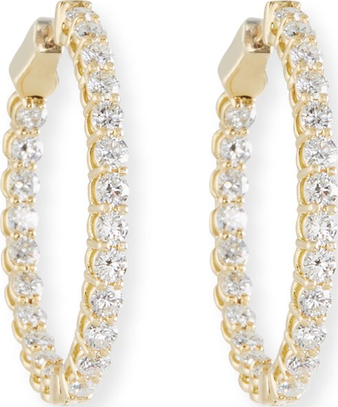 American Jewelery Designs Diamond Hoop Earrings in 18K Gold