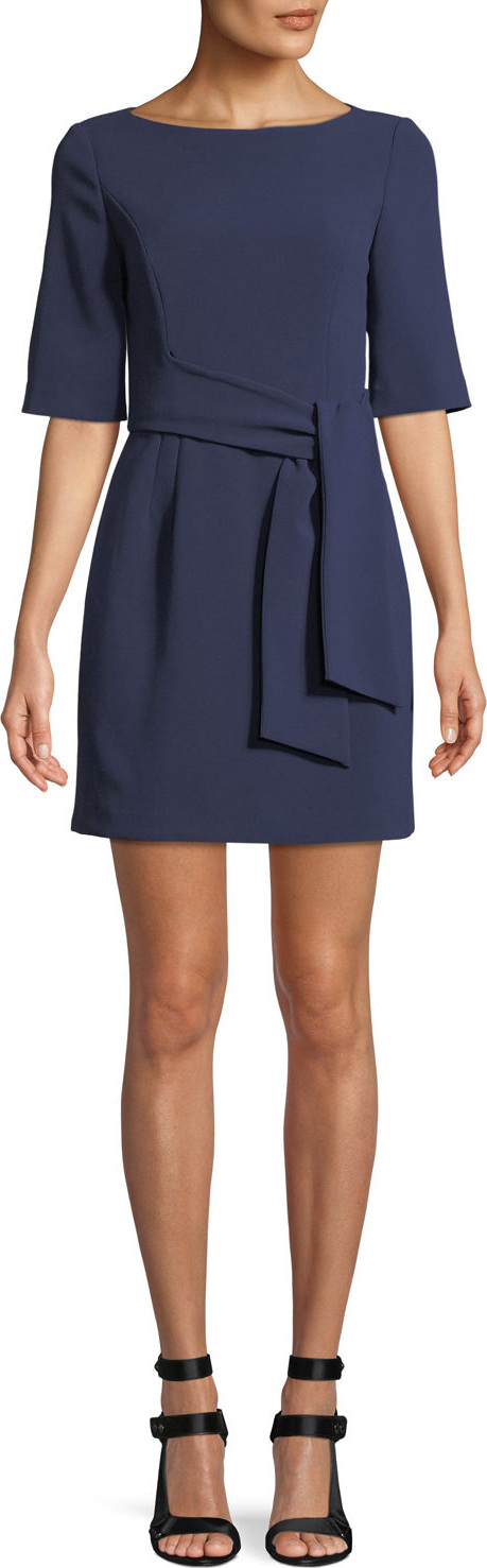Alice + Olivia Virgil Tie-Front Boat-Neck Mini Dress