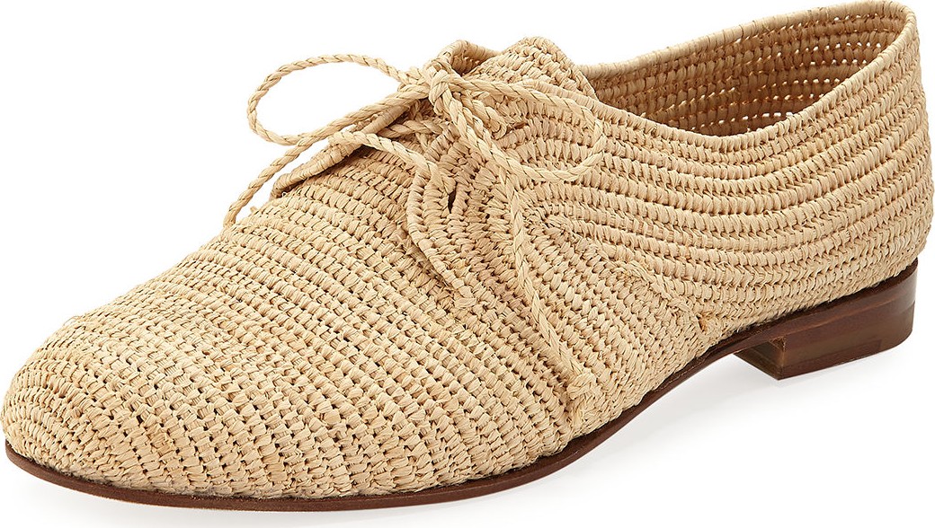 Manolo Blahnik Faza Woven Raffia Lace-Up Sneakers