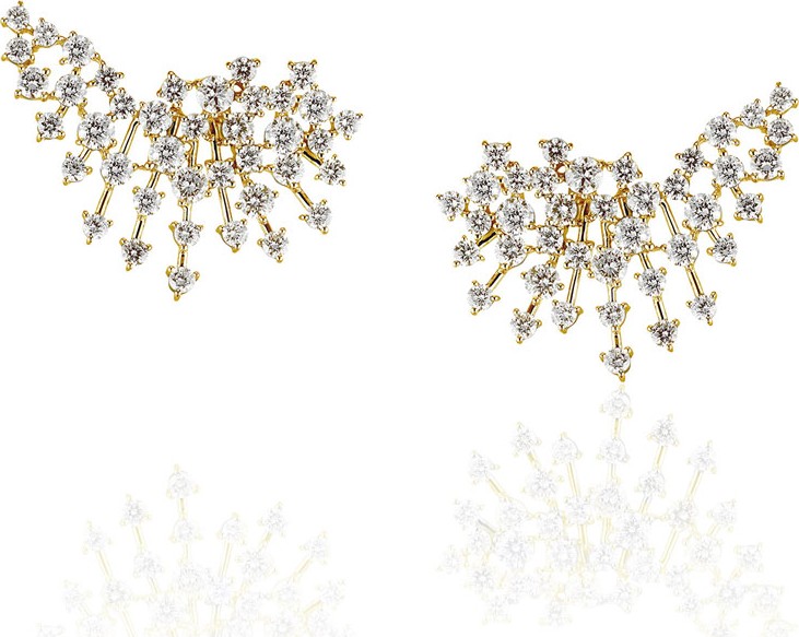 Hueb Luminus 18k Gold Diamond Curved Earrings