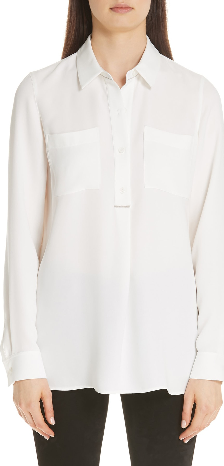 Lafayette 148 New York Prianka Silk Double Georgette Blouse