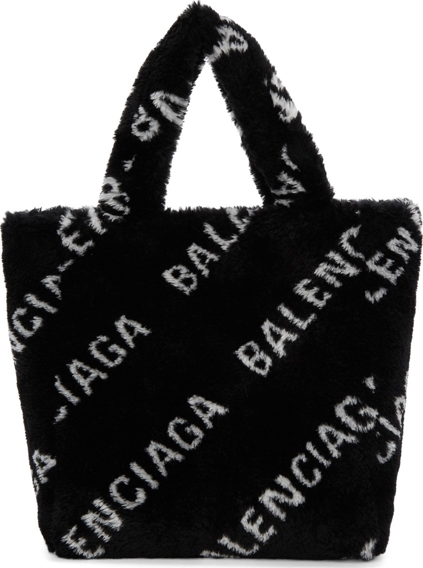 Balenciaga Black XS Faux-Fur Everyday Tote