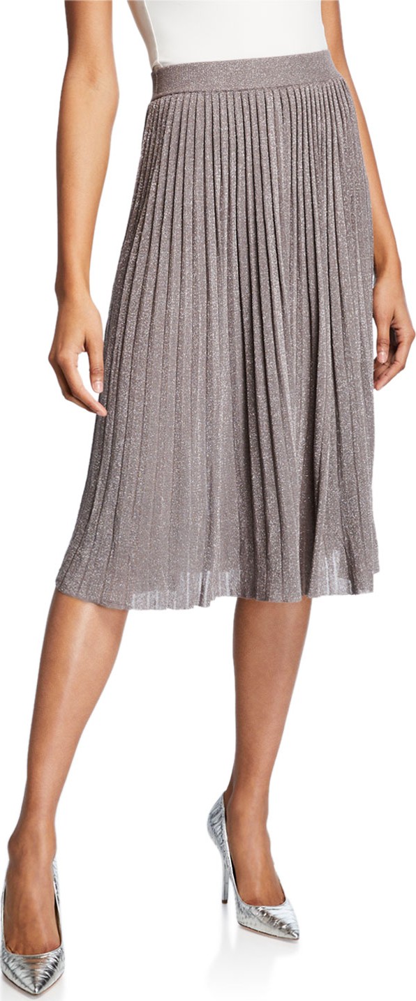 Club Monaco Tilli Pleated Metallic Pull-On Skirt