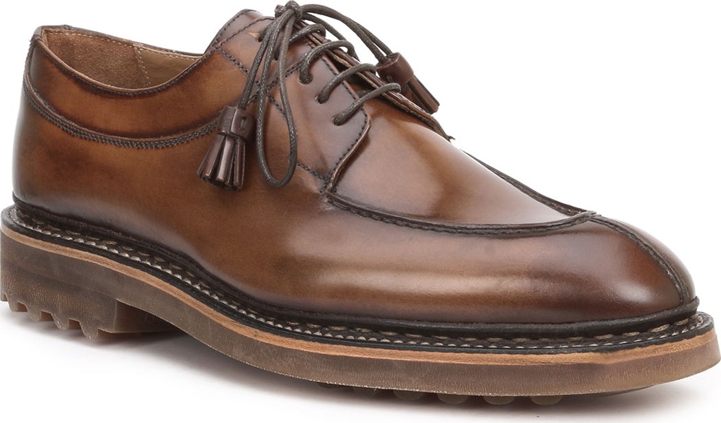 Bruno Magli Men's Camino Split-Toe Leather Derby Shoes w/ Decorative Tassels