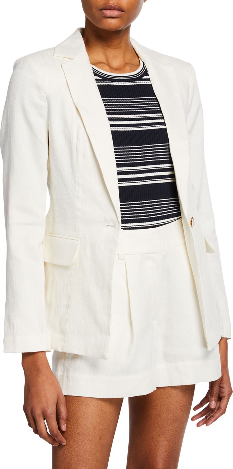 FRAME DENIM Fine Classic Single-Button Linen Blazer