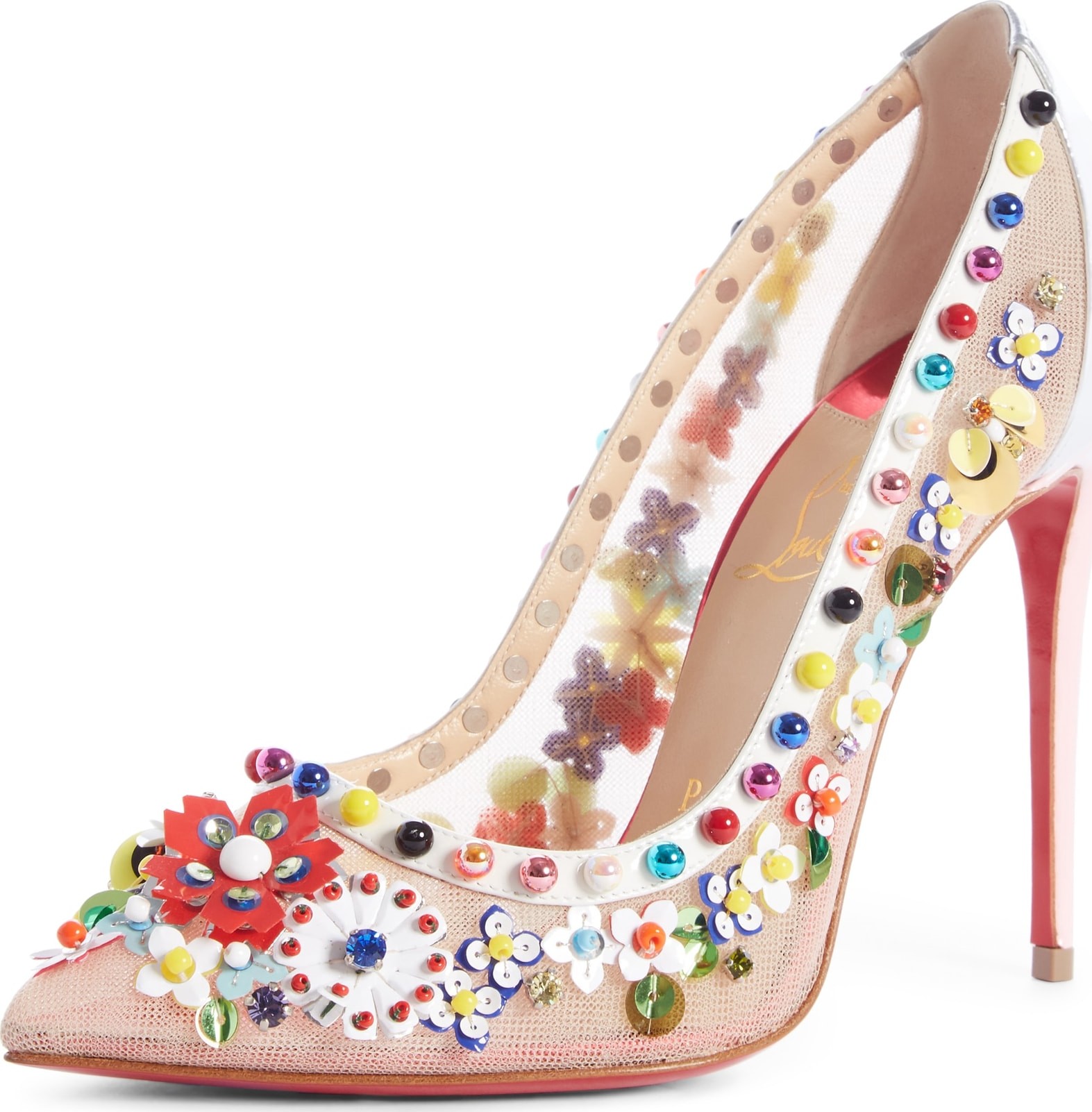 Christian Louboutin Constella Embellished Mesh Pump