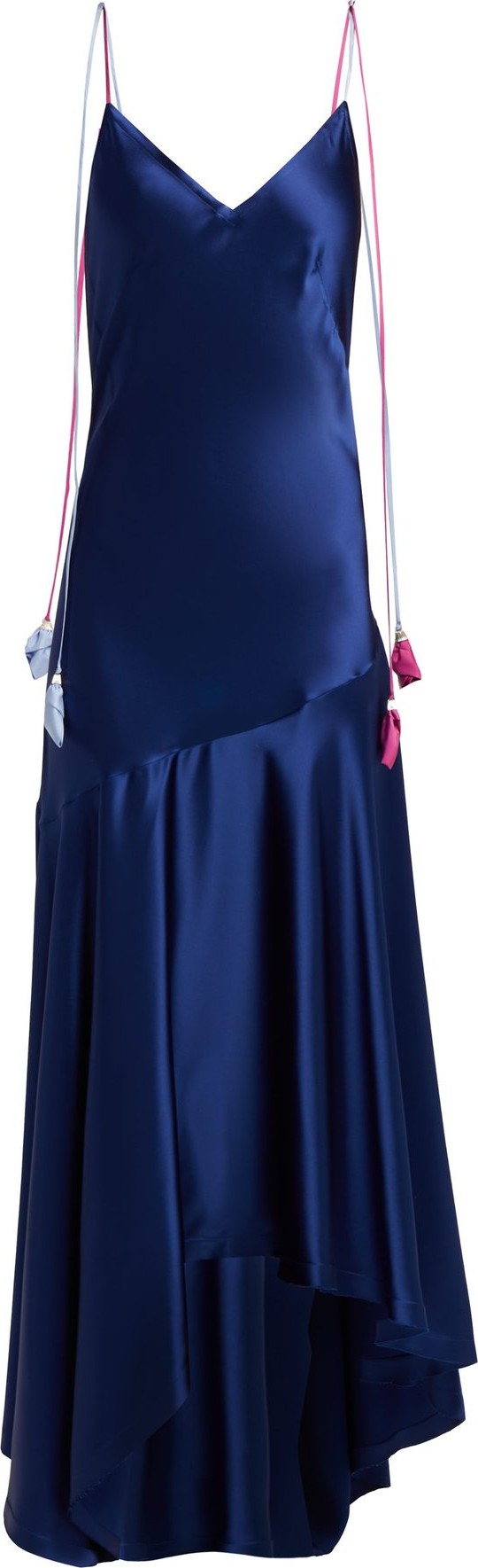 Anna October Tassel-tie asymmetric satin midi dress