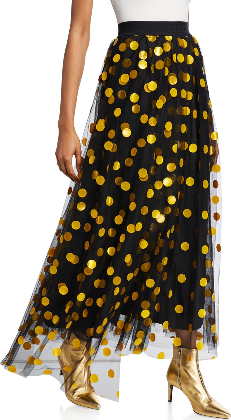 MSGM Polka Dot Tulle Long Skirt