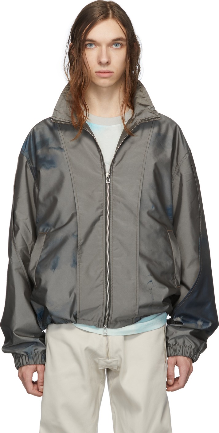 Feng Chen Wang Brown & Blue Crocodile Zip-Up Jacket