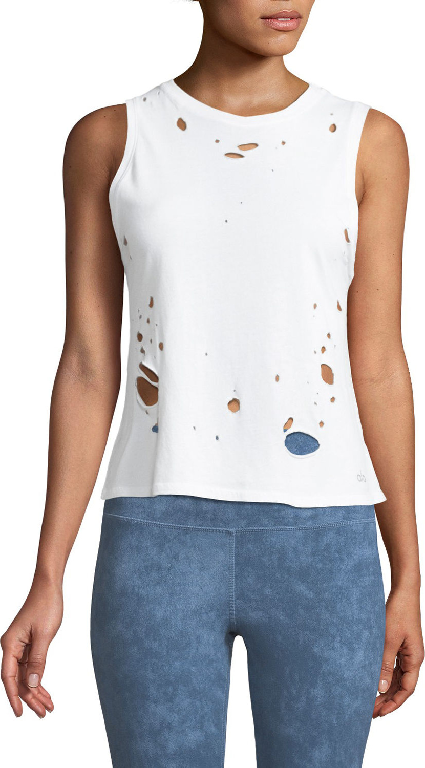 Alo Yoga Harley Distressed Muscle Tank Top