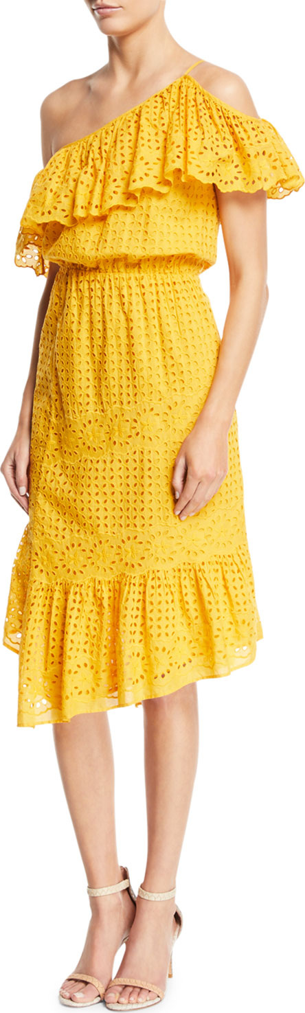 Joie Corynn One-Shoulder Eyelet Dress