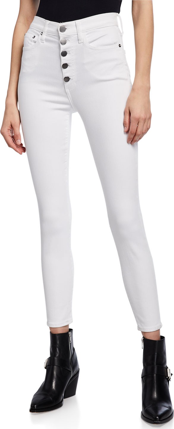 Alice + Olivia Good High-Rise Exposed Button Skinny Jeans