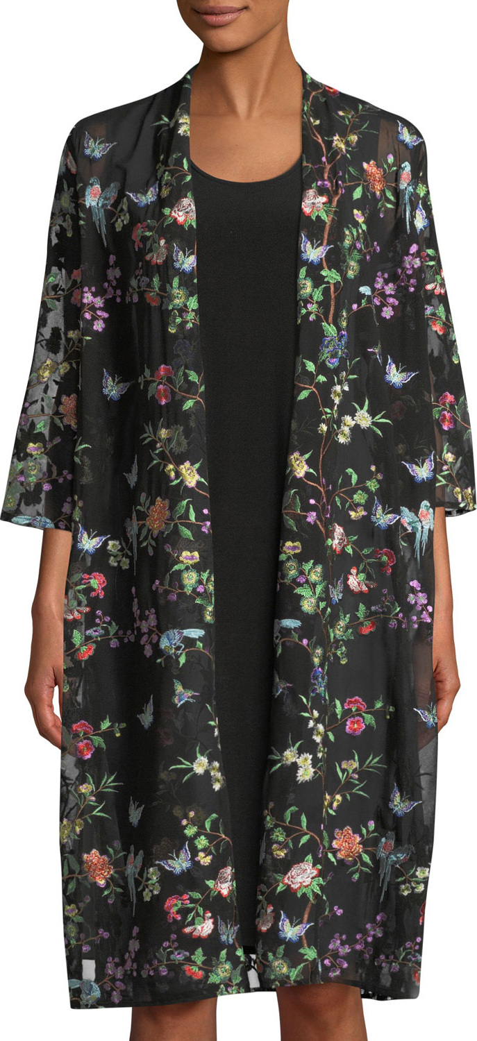 Caroline Rose Fluttering Floral Duster Kimono