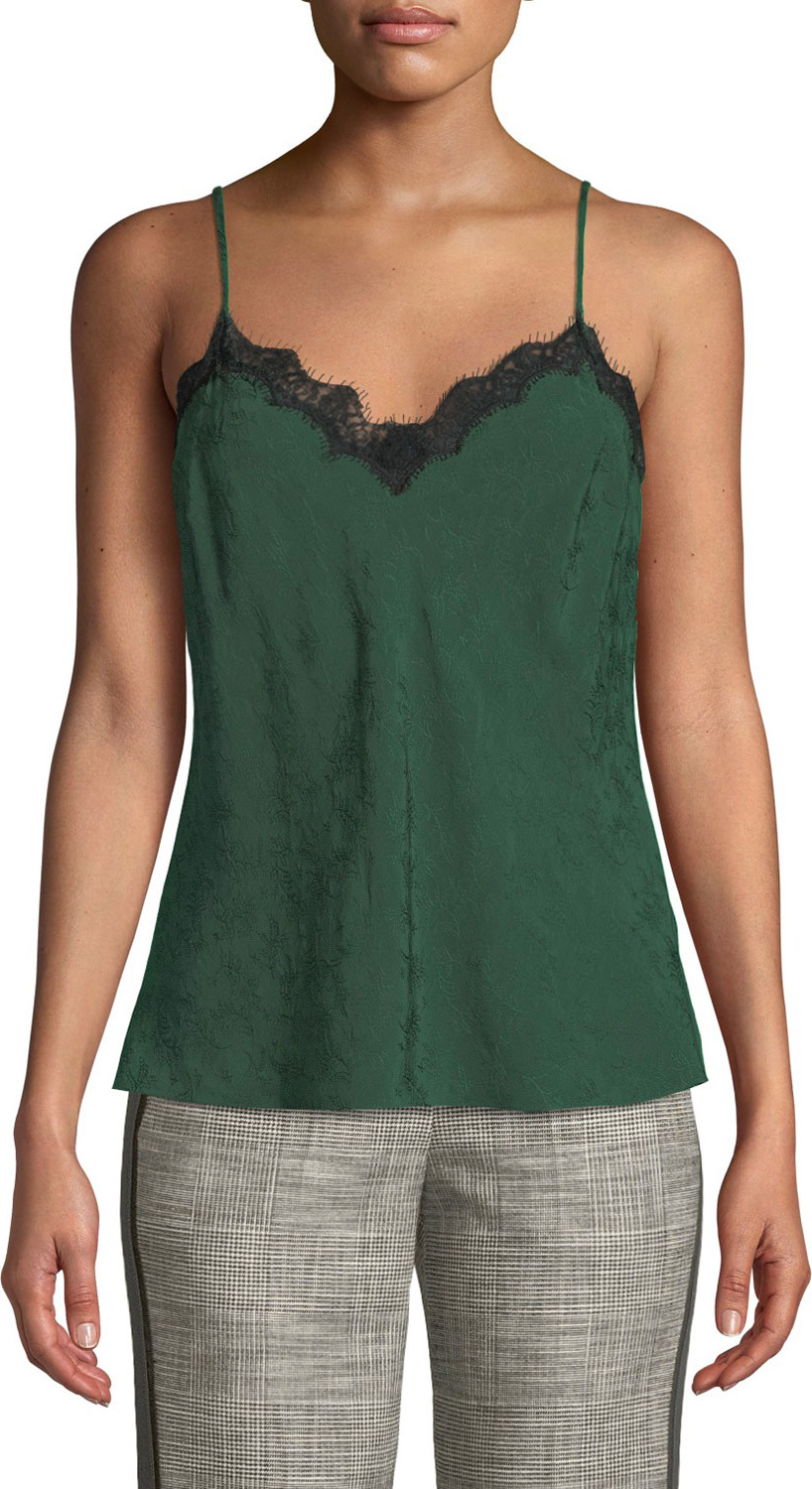 Veronica Beard Knox Silk Cami with Lace Trim