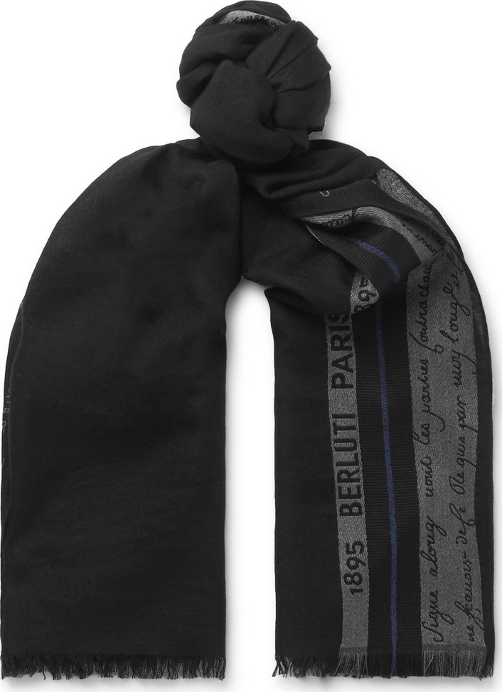 Berluti Silk, Wool and Cashmere-Blend Jacquard Scarf